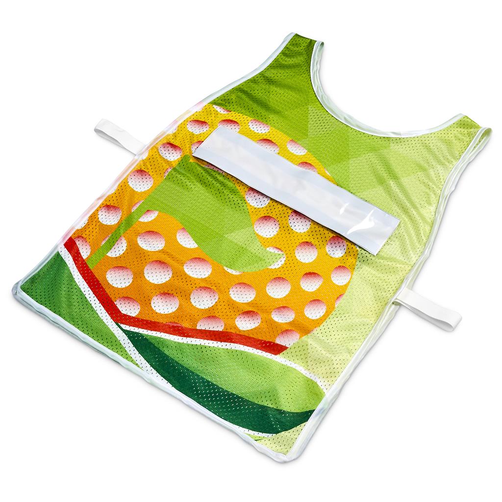 Pre-Printed Sample Hoppla Jackal Polyester Caddy Bib with PVC Name Sleeve SOLID WHITE
