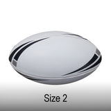 Size 2, Midi-Rugby-Ball,-Black.Silver-&-White