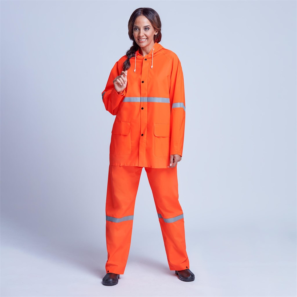 Light Duty Tornado Hi-Viz Reflective Rubberised Rainsuit - Navy