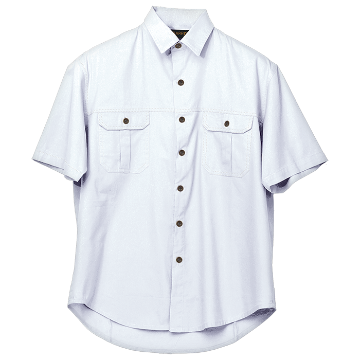 Plain Bush Shirt Mens - WHITE S