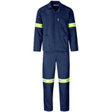 Trade Polycotton Conti Suit - Reflective Arms, Legs & Back - Yellow Tape NAVY
