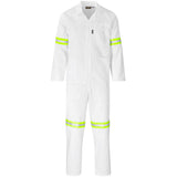 Trade Polycotton Conti Suit - Reflective Arms, Legs & Back - Yellow Tape WHITE