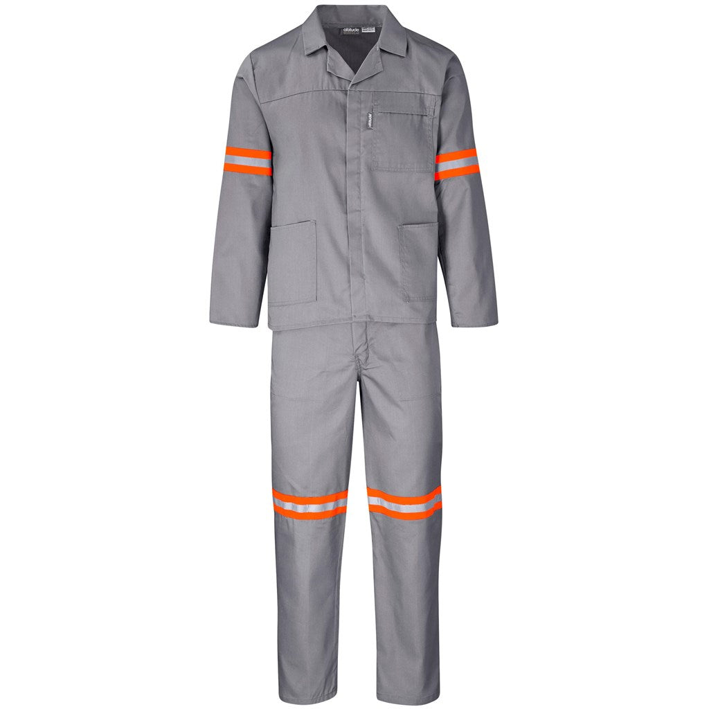 Trade Polycotton Conti - Suit Reflective Arms, Legs & Back - Orange Tape GREY