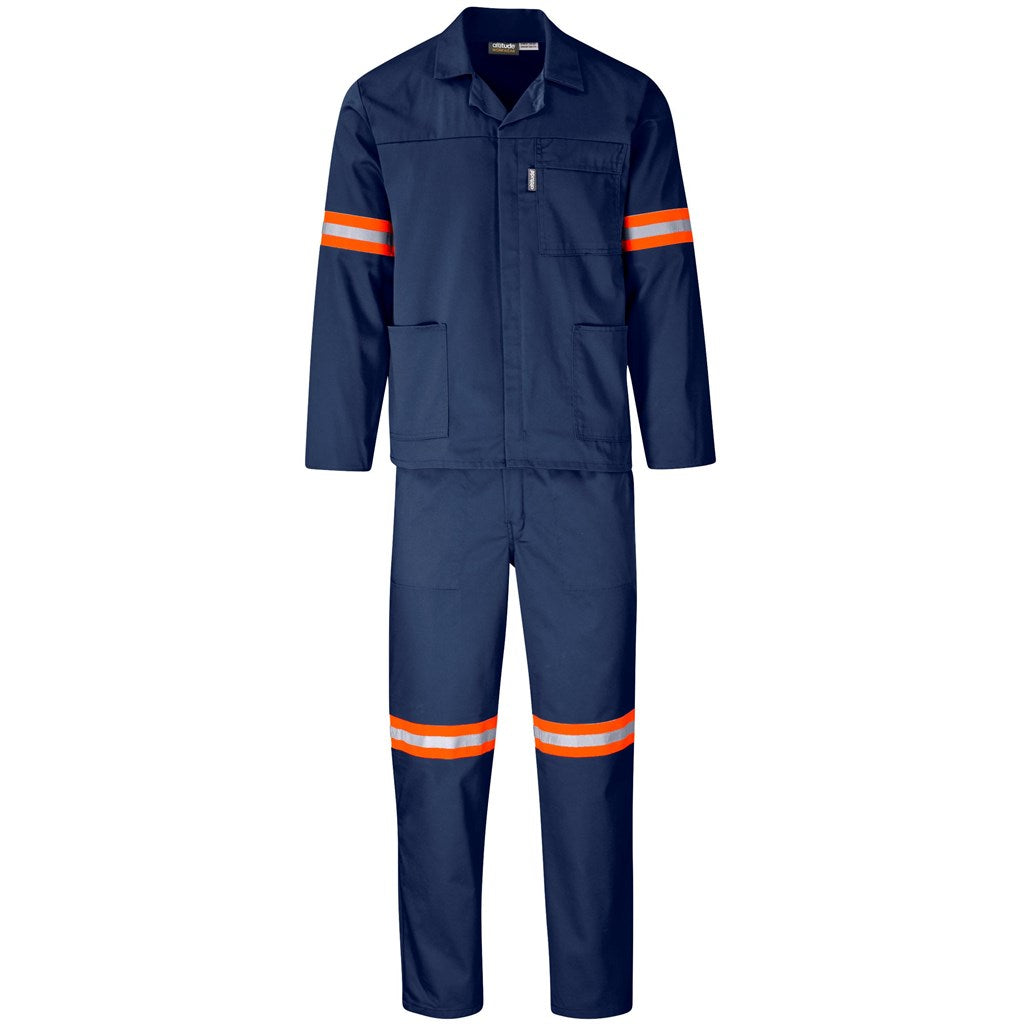 Trade Polycotton Conti - Suit Reflective Arms, Legs & Back - Orange Tape NAVY