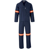 Technician 100% Cotton Conti Suit - Reflective Arms & Legs - Orange Tape NAVY