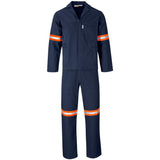 Technician 100% Cotton Conti Suit - Reflective Arms, Legs & Back - Orange Tape NAVY