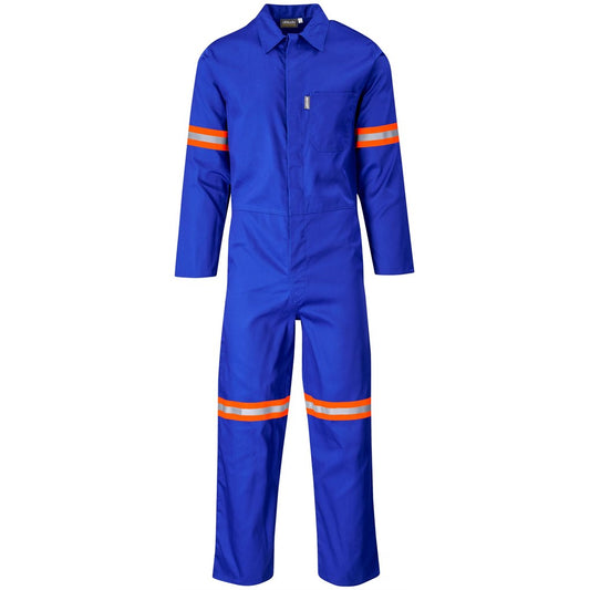 Safety Polycotton Boiler Suit - Reflective Arms & Legs - Orange Tape ROYAL BLUE