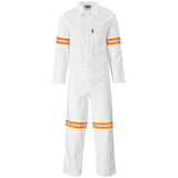 Safety Polycotton Boiler Suit - Reflective Arms & Legs - Orange Tape WHITE