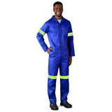 Safety Polycotton Boiler Suit - Reflective Arms Legs & Back - Yellow Tape