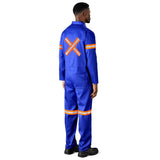 Safety Polycotton Boiler Suit - Reflective Arms Legs & Back - Orange Tape