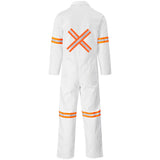 Safety Polycotton Boiler Suit - Reflective Arms Legs & Back - Orange Tape