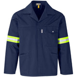 Site Premium Polycotton Jacket - Reflective Arms & Back - Yellow Tape NAVY