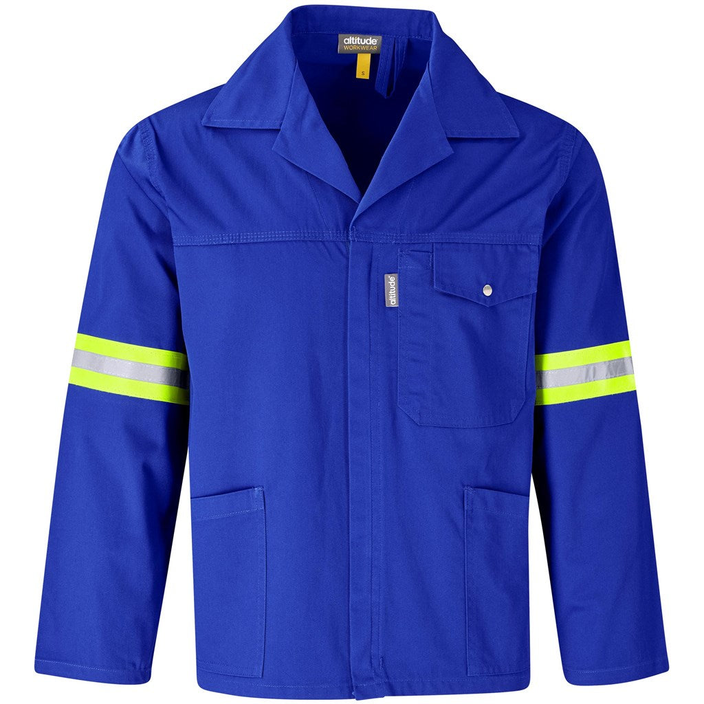 Site Premium Polycotton Jacket - Reflective Arms & Back - Yellow Tape ROYAL BLUE