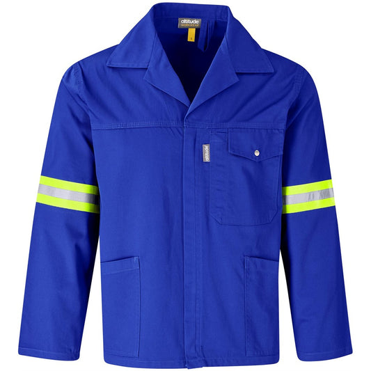 Site Premium Polycotton Jacket - Reflective Arms & Back - Yellow Tape ROYAL BLUE