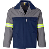 Site Premium Two-Tone Polycotton Jacket - Reflective Arms - Yellow Tape GREY