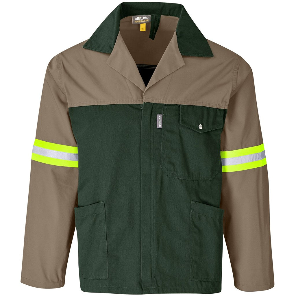 Site Premium Two-Tone Polycotton Jacket - Reflective Arms - Yellow Tape KHAKI
