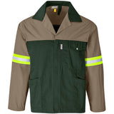 Site Premium Two-Tone Polycotton Jacket - Reflective Arms - Yellow Tape KHAKI