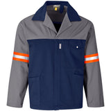 Site Premium Two-Tone Polycotton Jacket - Reflective Arms - Orange Tape GREY