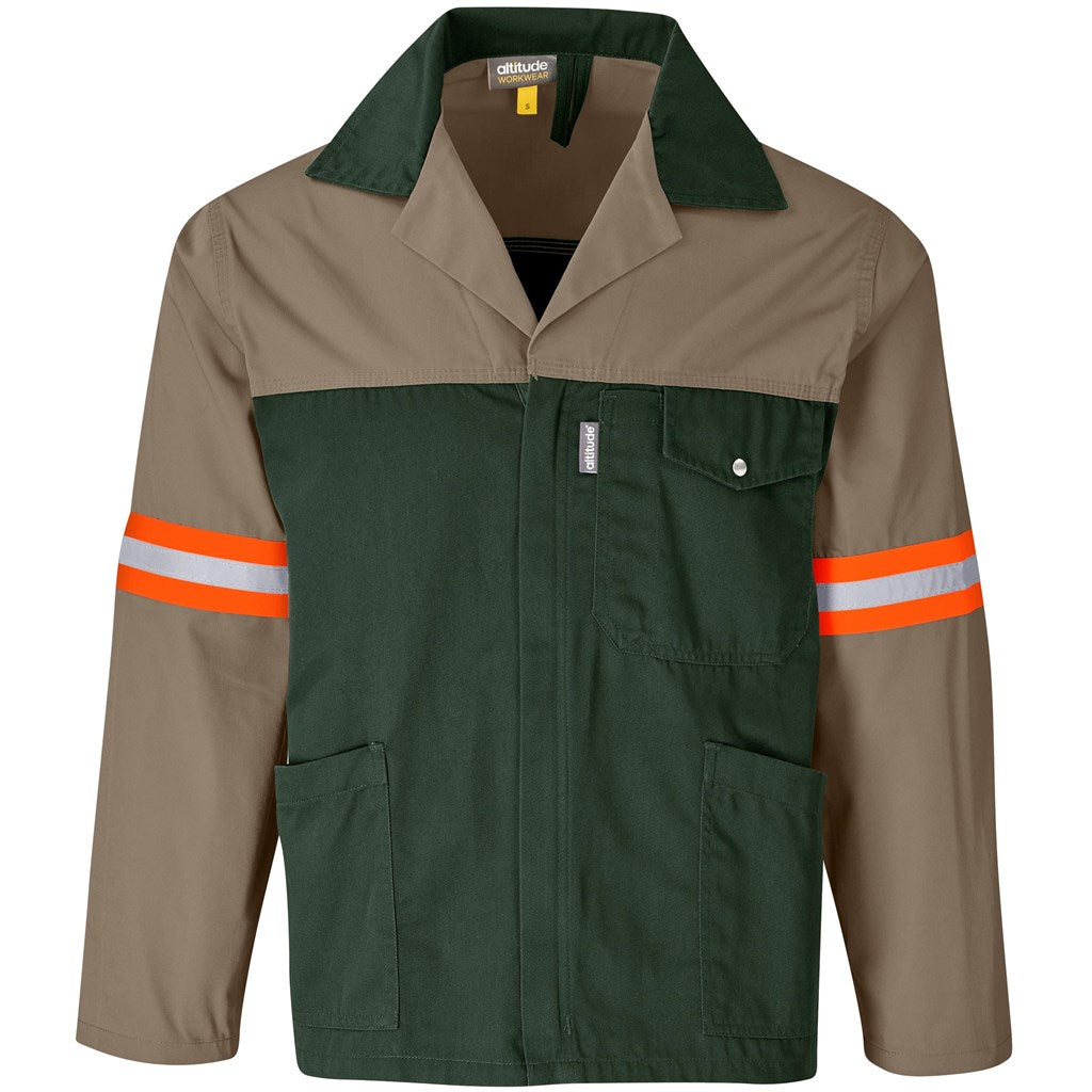 Site Premium Two-Tone Polycotton Jacket - Reflective Arms - Orange Tape KHAKI