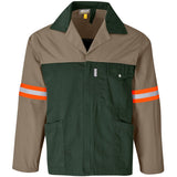 Site Premium Two-Tone Polycotton Jacket - Reflective Arms - Orange Tape KHAKI