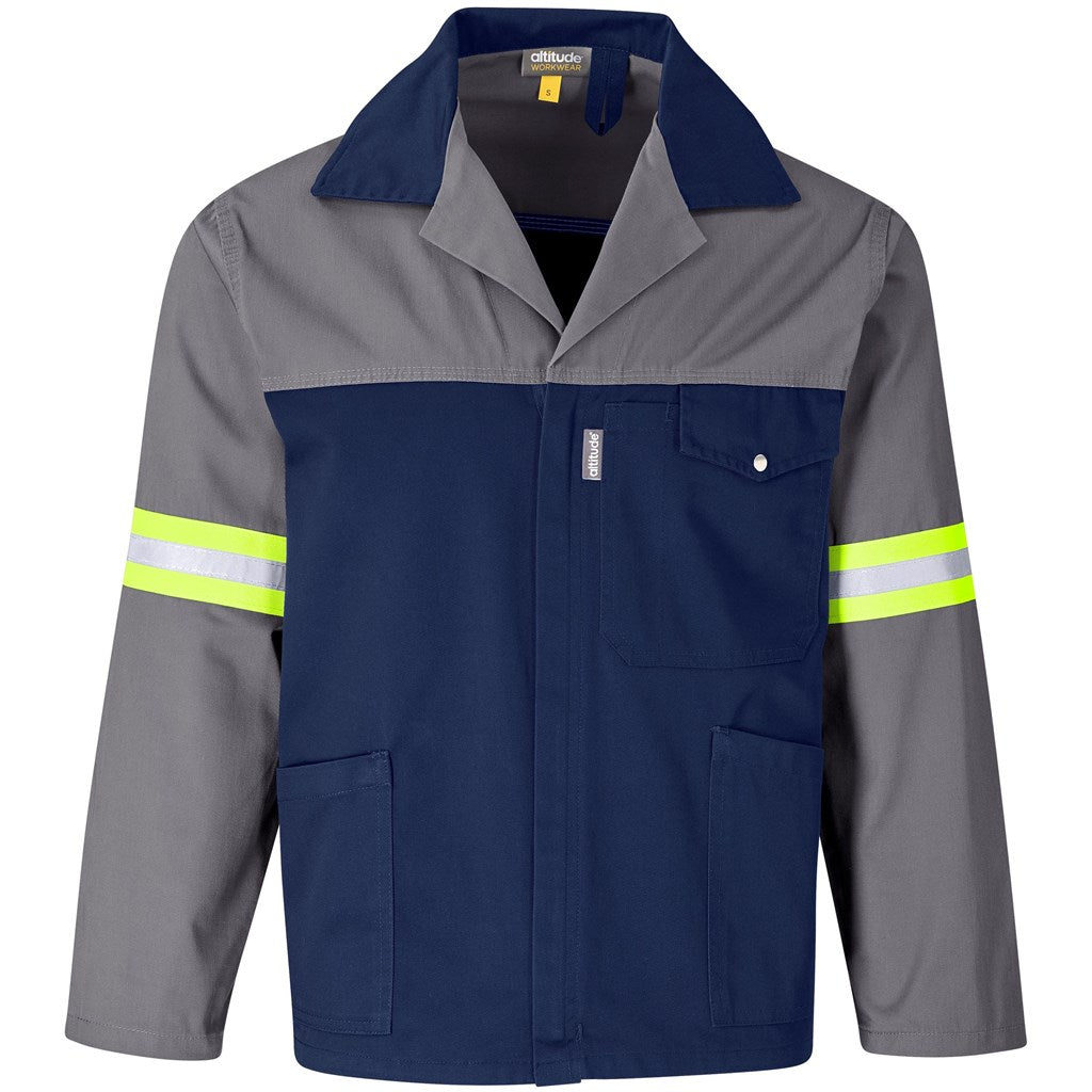 Site Premium Two-Tone Polycotton Jacket - Reflective Arms & Back - Yellow Tape GREY