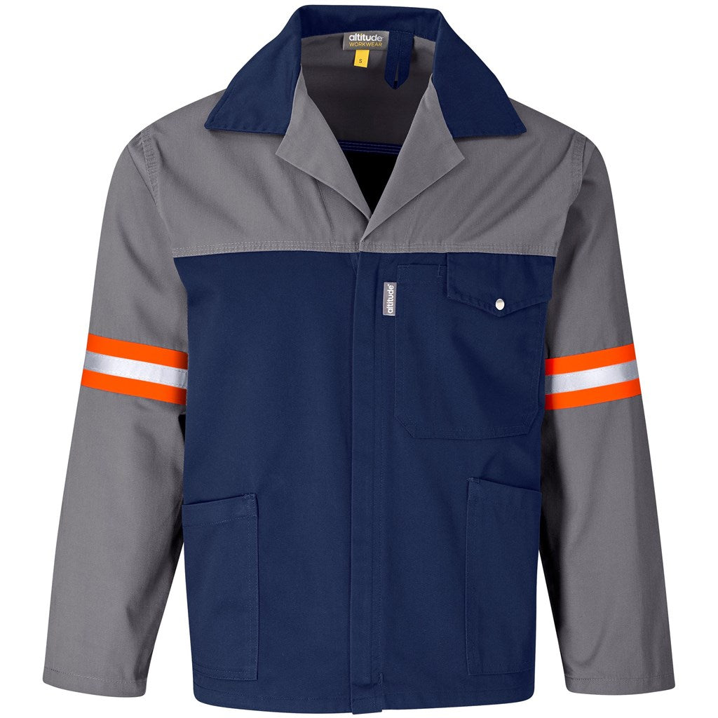 Site Premium Two-Tone Polycotton Jacket - Reflective Arms & Back - Orange Tape GREY