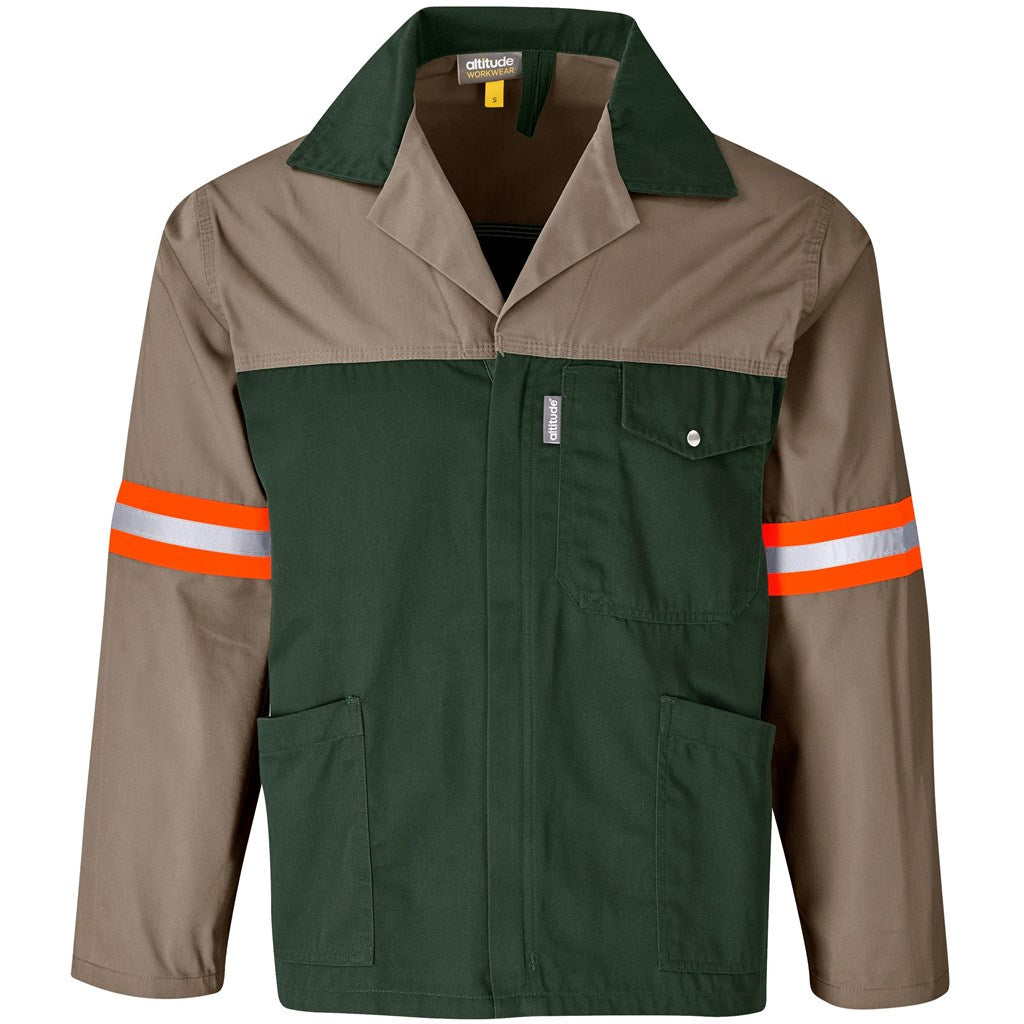 Site Premium Two-Tone Polycotton Jacket - Reflective Arms & Back - Orange Tape KHAKI
