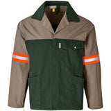 Site Premium Two-Tone Polycotton Jacket - Reflective Arms & Back - Orange Tape KHAKI