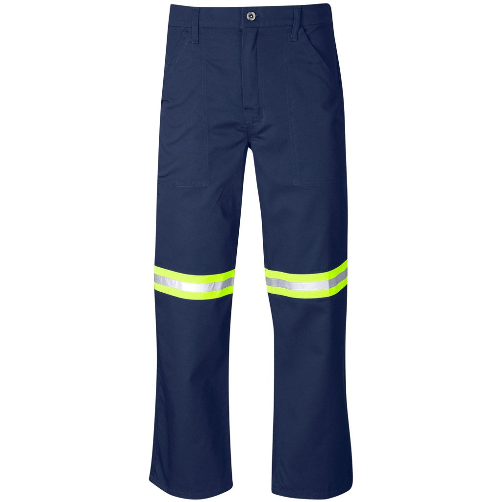 Site Premium Polycotton Pants - Reflective Legs - Yellow Tape NAVY