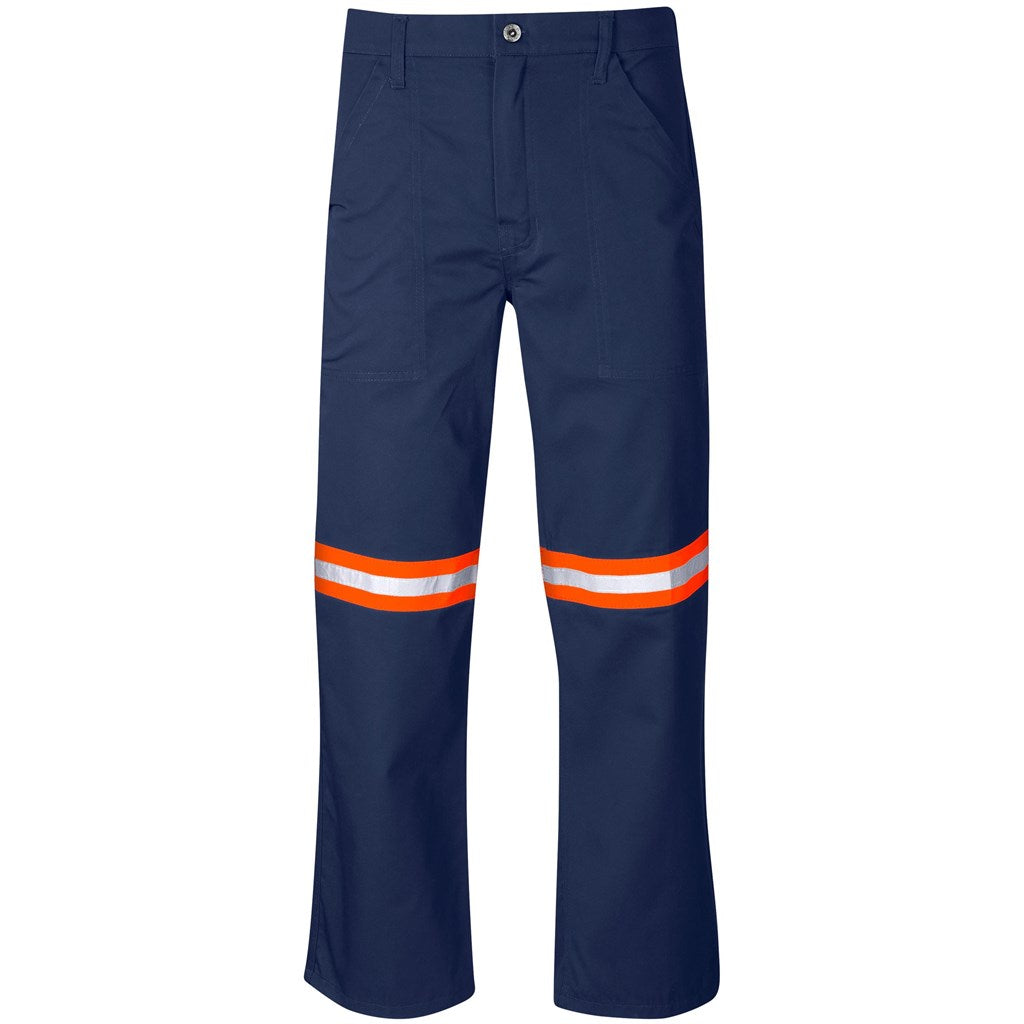 Site Premium Polycotton Pants - Reflective Legs - Orange Tape NAVY