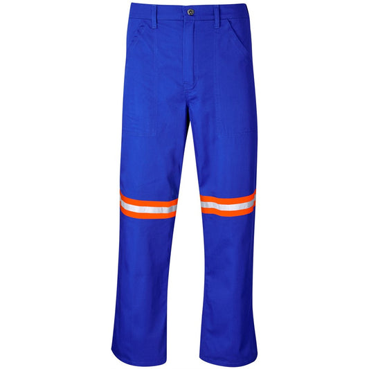 Site Premium Polycotton Pants - Reflective Legs - Orange Tape ROYAL BLUE