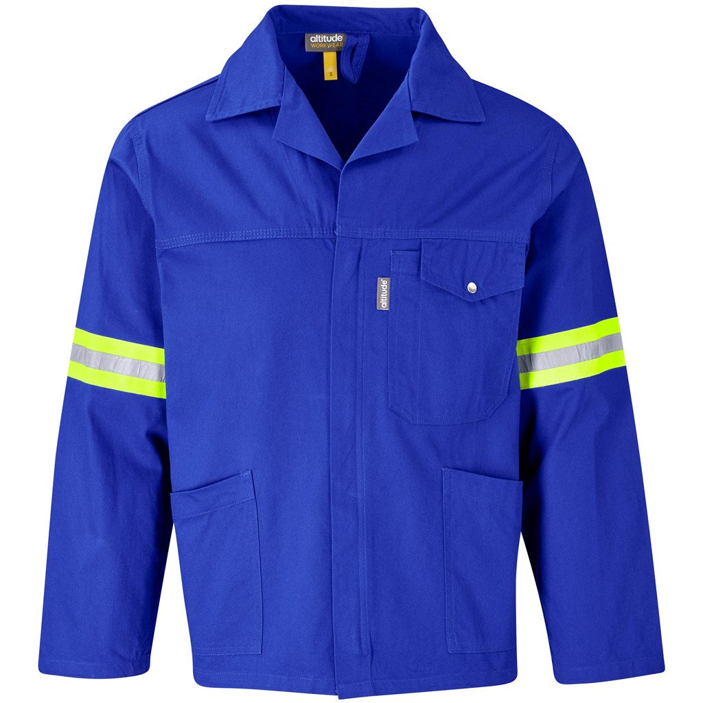 Artisan Premium 100% Cotton Jacket - Reflective Arms - Yellow Tape ROYAL BLUE
