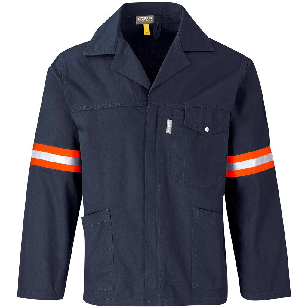 Artisan Premium 100% Cotton Jacket - Reflective Arms - Orange Tape NAVY
