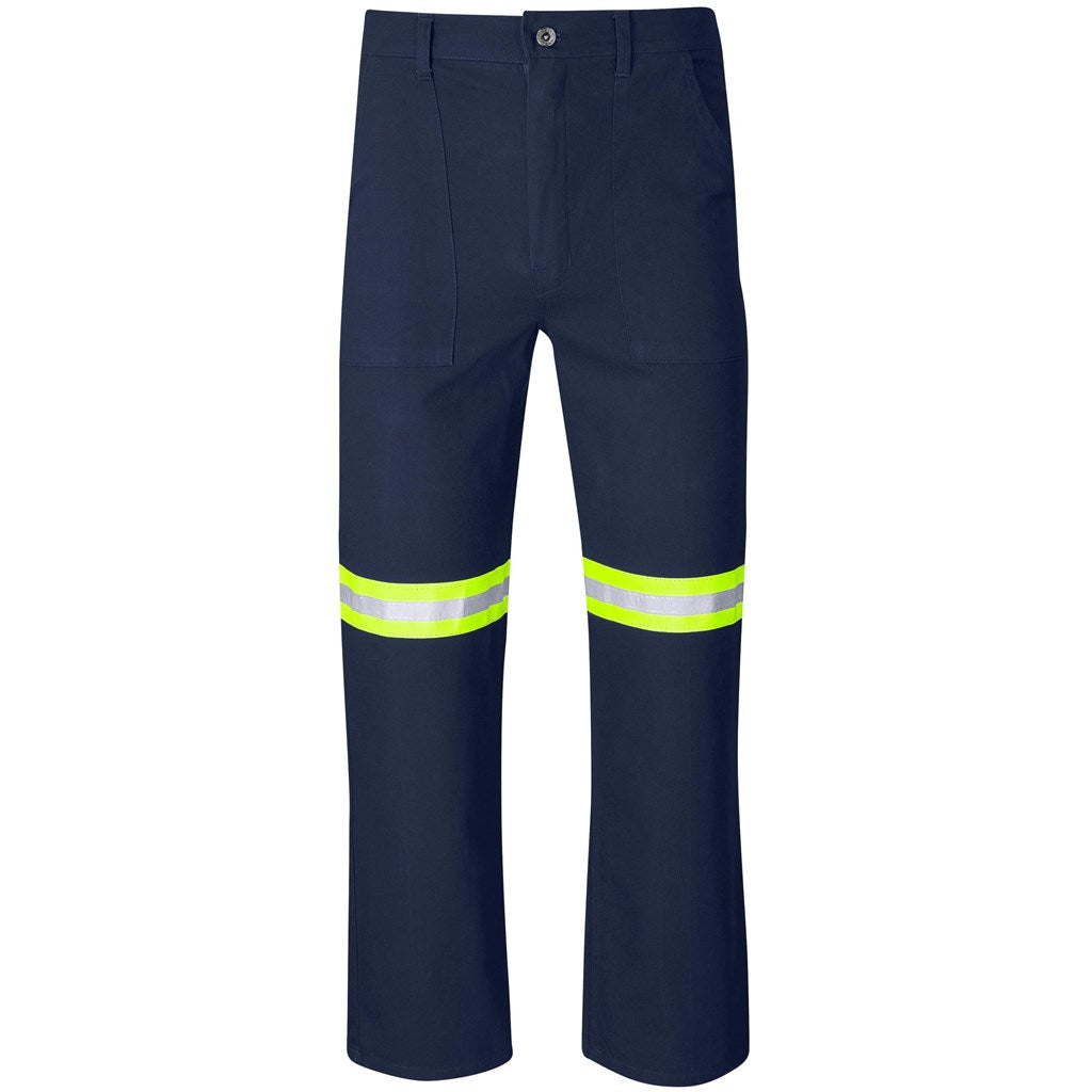 Artisan Premium 100% Cotton Pants - Reflective Legs - Yellow Tape NAVY