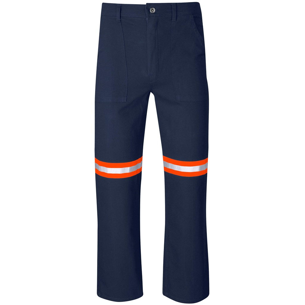 Artisan Premium 100% Cotton Pants - Reflective Legs - Orange Tape NAVY