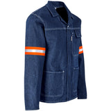 Cast Premium 100% Cotton Denim Jacket - Reflective Arms - Orange Tape