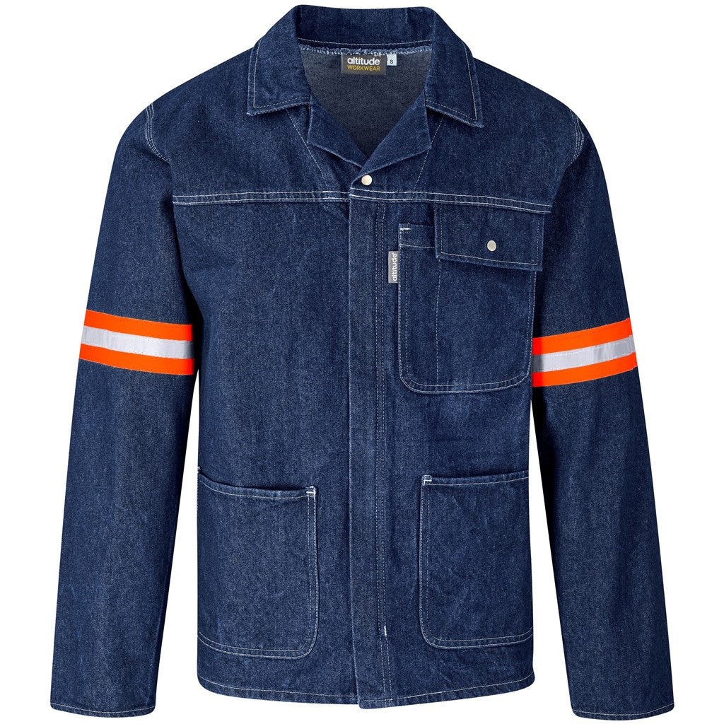 Cast Premium 100% Cotton Denim Jacket - Reflective Arms - Orange Tape BLUE