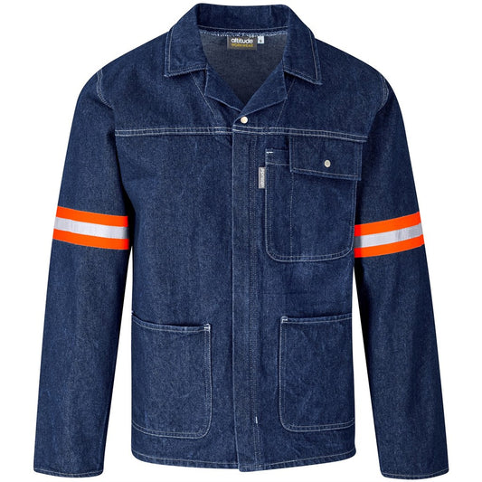 Cast Premium 100% Cotton Denim Jacket - Reflective Arms - Orange Tape BLUE