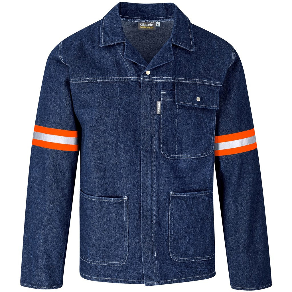 Cast Premium 100% Cotton Denim Jacket - Reflective Arms & Back - Orange Tape BLUE