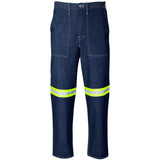 Cast Premium 100% Cotton Denim Pants - Reflective Legs - Yellow Tape BLUE
