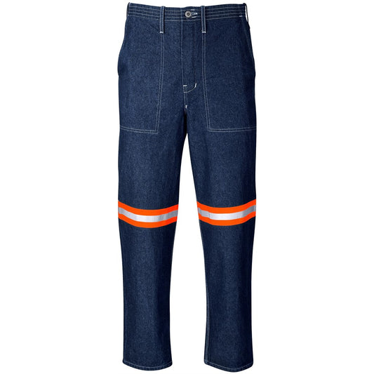 Cast Premium 100% Cotton Denim Pants - Reflective Legs - Orange Tape BLUE