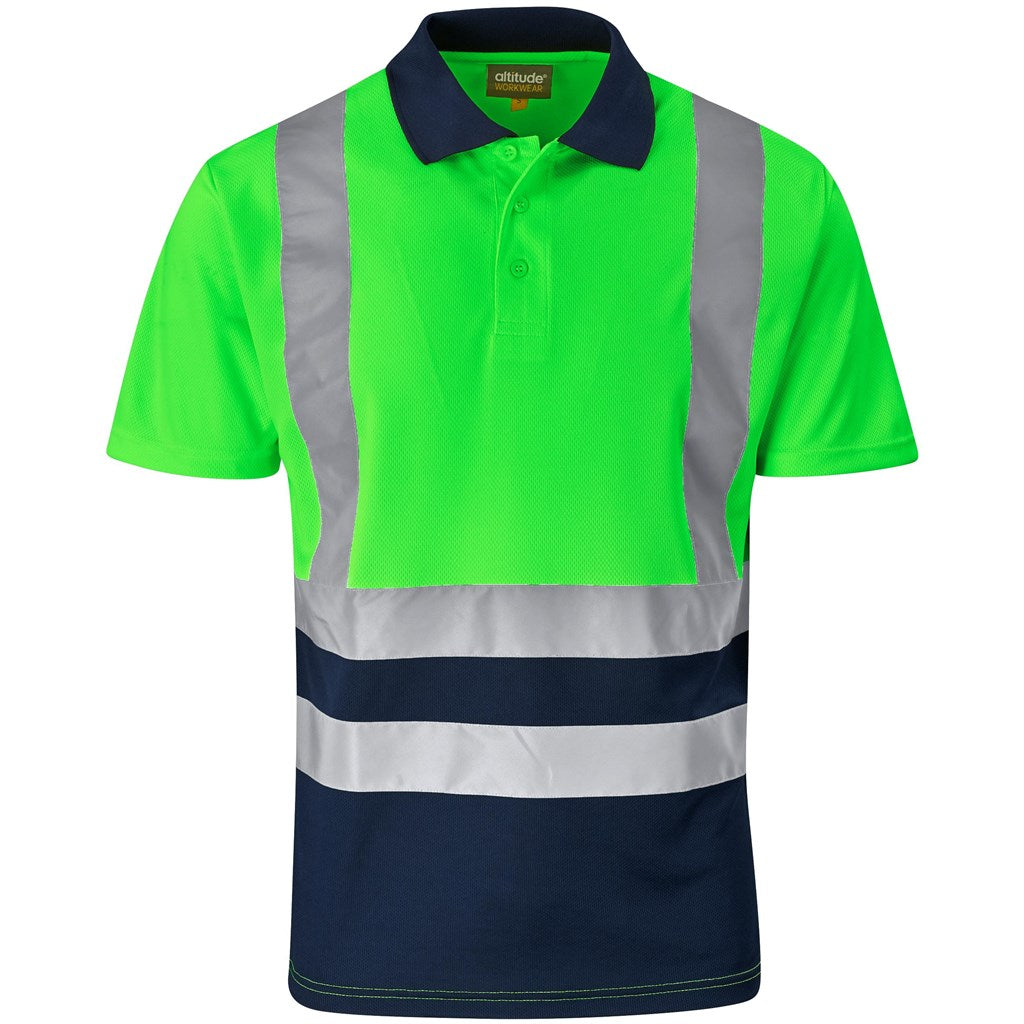 Surveyor Two-Tone Hi-Viz Reflective Golf Shirt LIME