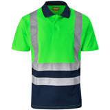 Surveyor Two-Tone Hi-Viz Reflective Golf Shirt LIME