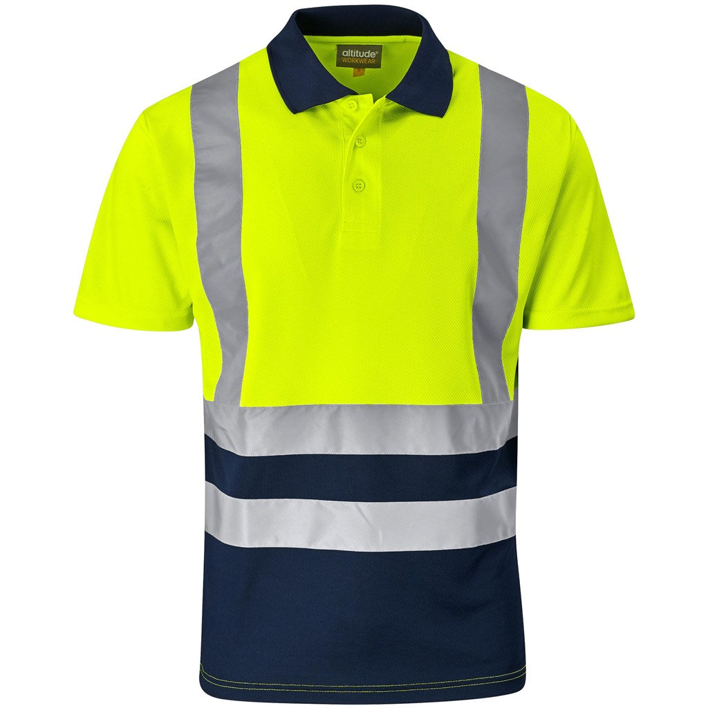 Surveyor Two-Tone Hi-Viz Reflective Golf Shirt YELLOW