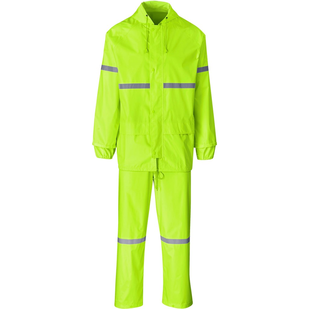 Outdoor Hi-Viz Reflective Polyester/PVC Rainsuit - Lime LIME