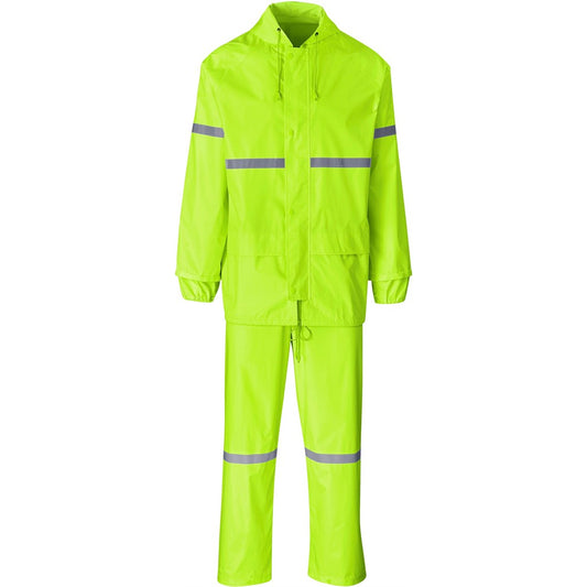 Outdoor Hi-Viz Reflective Polyester/PVC Rainsuit - Lime LIME