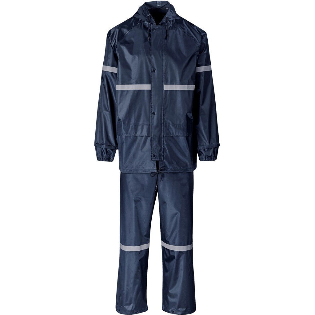 Outdoor Hi-Viz Reflective Polyester/PVC Rainsuit - Navy NAVY