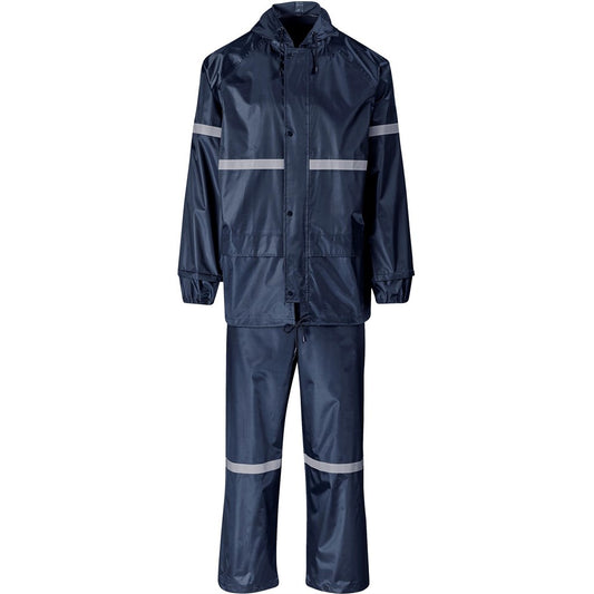 Outdoor Hi-Viz Reflective Polyester/PVC Rainsuit - Navy NAVY