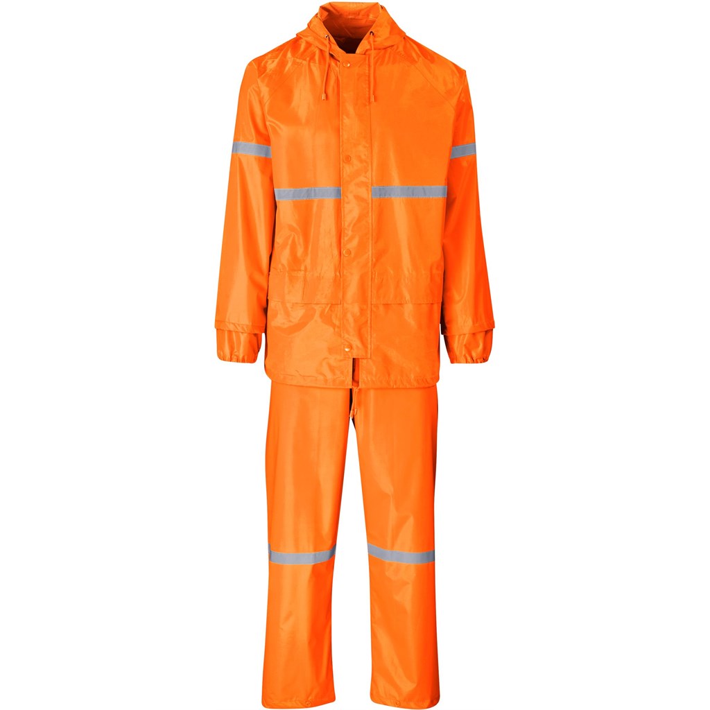 Outdoor Hi-Viz Reflective Polyester/PVC Rainsuit - Orange ORANGE