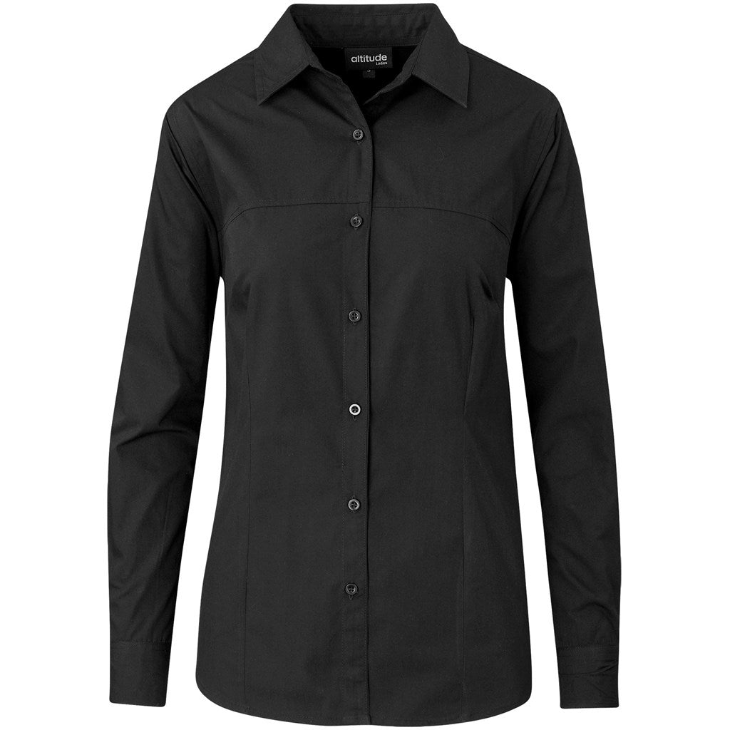 Ladies Long Sleeve Empire Shirt BLACK